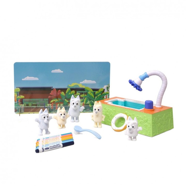 WASHIMALS SET 5 MASCOTAS CON PISCINA BLUEY 74-0257