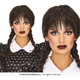 PELUCA TRENZAS NEGRAS FLEQUILLO ADULTO 48067