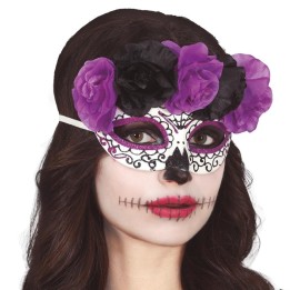 ANTIFAZ CATRINA FLORES LILA/NEGRAS 12006