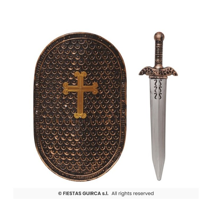 ESCUDO CON ESPADA 50X32CM MEDIEVAL 38369