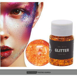 BOTE GLITTER EN GEL NARANJA 15006