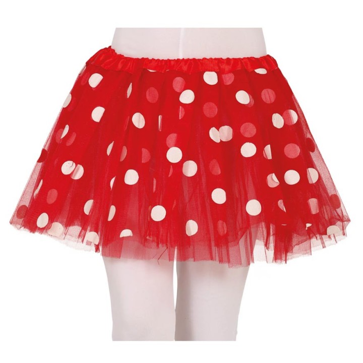TUTU ROJO CON TOPOS BLANCOS 17058