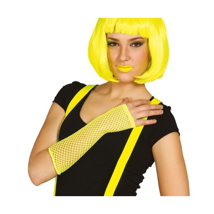GUANTES MALLA AMARILLO NEON 26 CM 18499