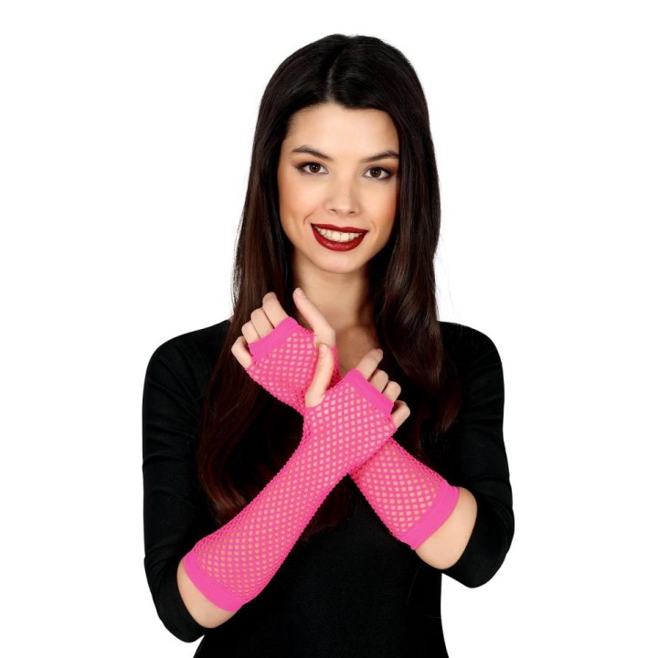 GUANTES MALLA FUCSIA NEON 26 CM 18500