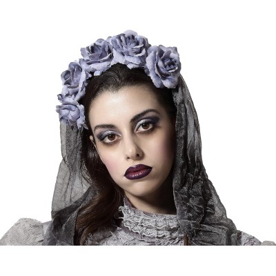 DIADEMA 55CM C/VELO GRIS 66469