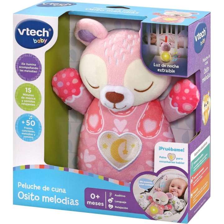 PELUCHE CUNA OSITO MELODÍAS ROSA 539857