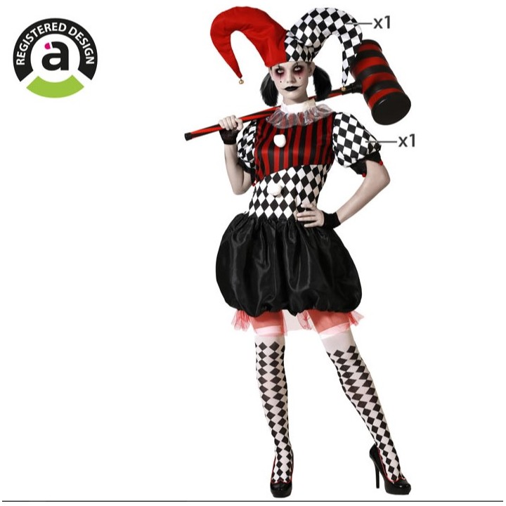 DISFRAZ ARLEQUIN HALLOWEEN BLANCO/NEGRO XL 77496