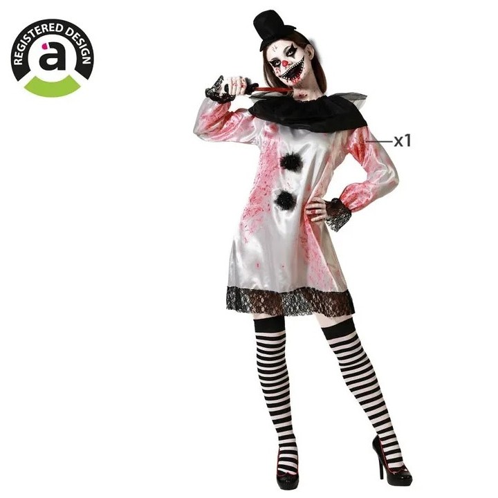 DISFRAZ PAYASA HALLOWEEN BLANCO M-L 77568
