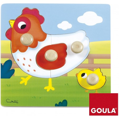 Goula- Puzzle gallina de madera, 22 x 22 cm (53052) , color/modelo surtido