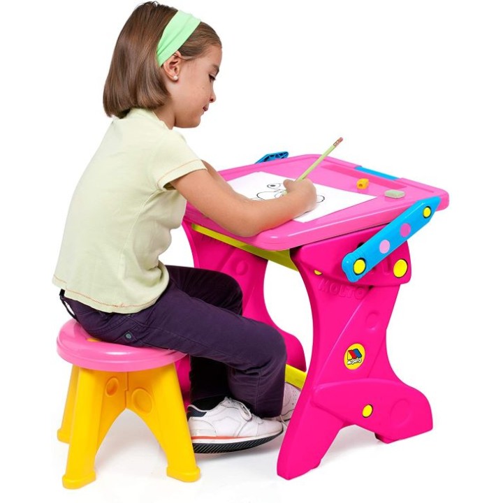 PUPITRE TIZAS TABURETE ROSA 11072