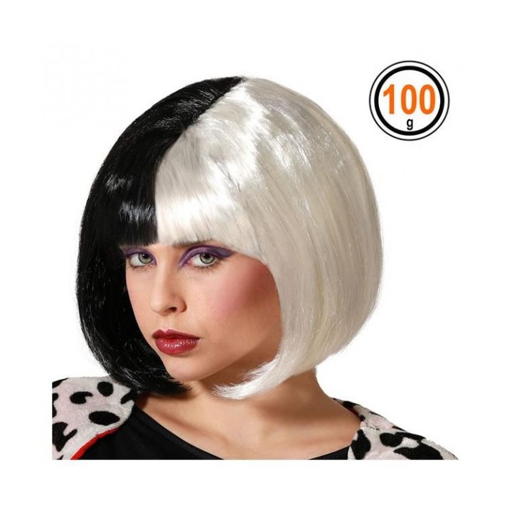 PELUCA LISA CORTA BLANCA Y NEGRA 71009