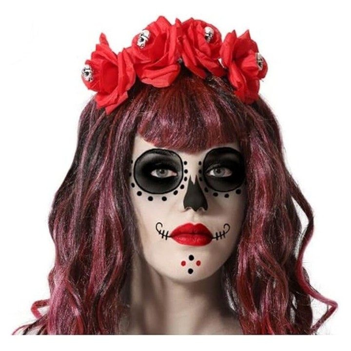 DIADEMA HALLOWEEN FLORES ROJO