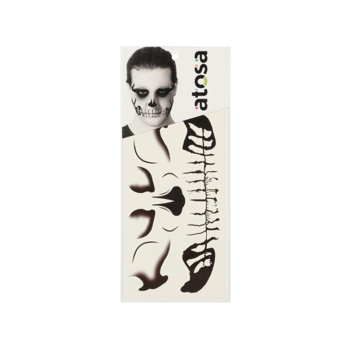 B/CART. TATUAJES 30X13 CM ESQUELETO 82552